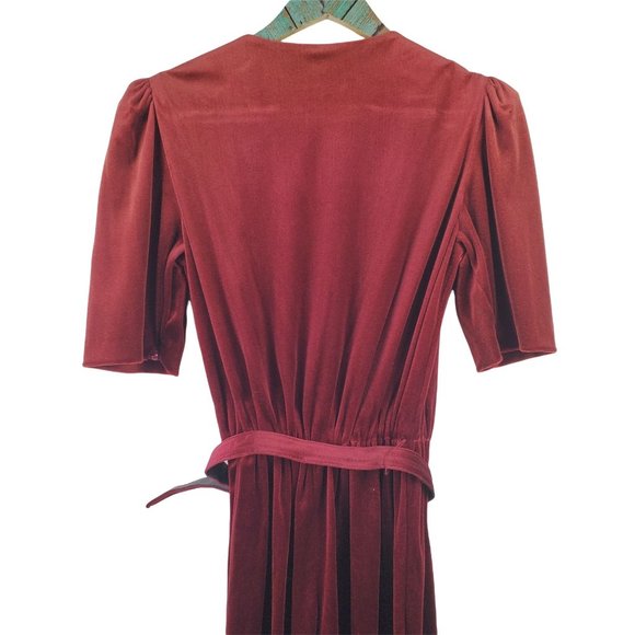 Vintage 1980's Jodi Michaels Belted Velvet Rhinestone Short Sleeve Jumper, 9/10 - Picture 9 of 12